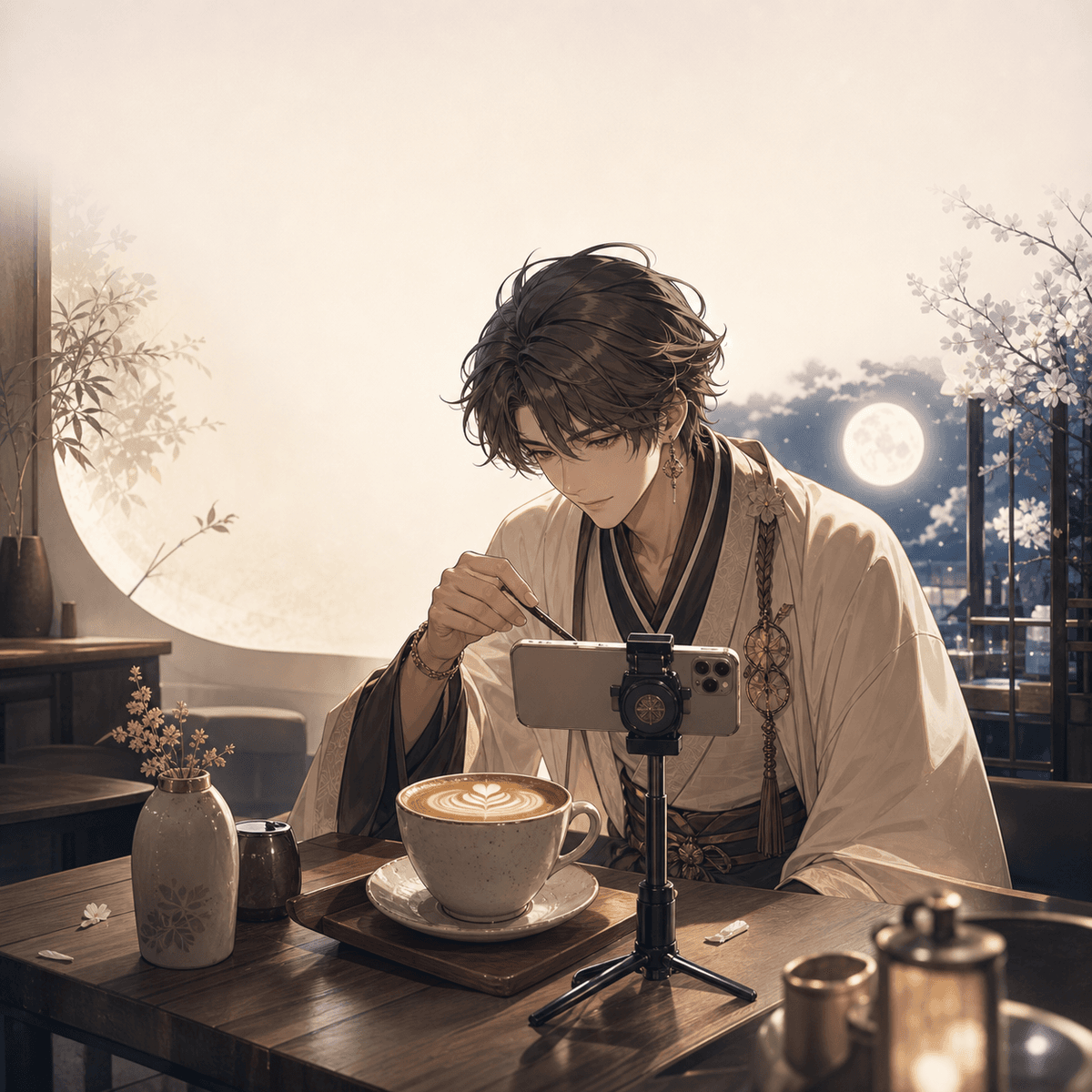 カフェラテ撮影の主